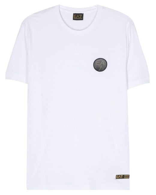 EA7 White Logo-appliqué T-shirt for men