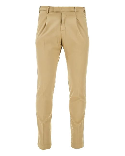 メンズ PT Torino プリーツ チノパンツ Natural