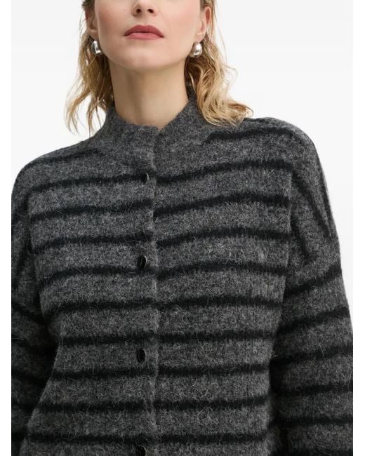 Gestuz Black Alpha Striped Button Cardigan