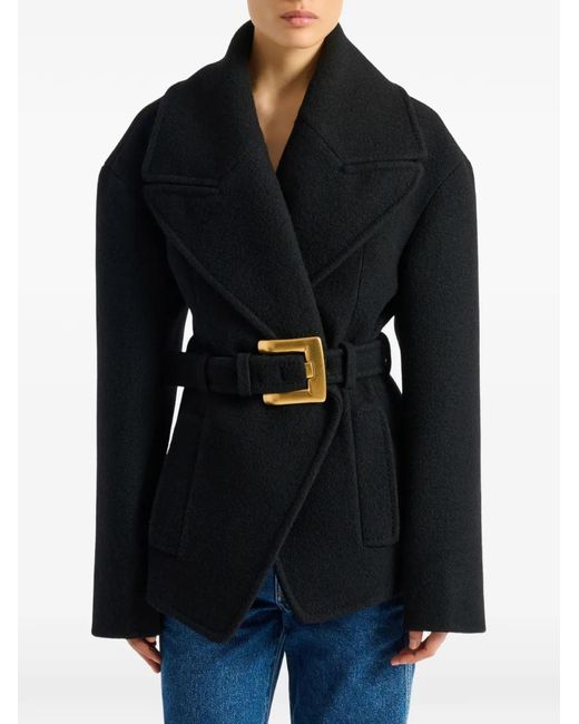 Chaquetón Con Cinturón Balmain de color Black
