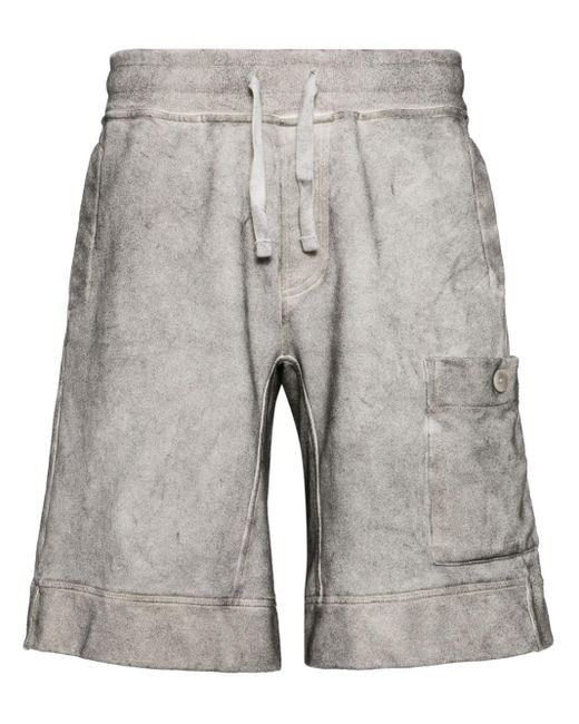 C P Company Gray Drawstring Cotton Track Shorts for men