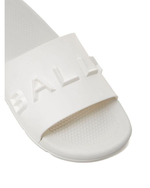 Bally White Logo-embossed Slides