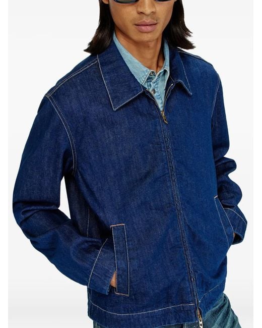 DIESEL Blue D-Rohe Contrast-Stitch Denim Jacket for men