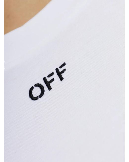 Off-White c/o Virgil Abloh White Off Stamp Logo-Print Pleated T-Shirt