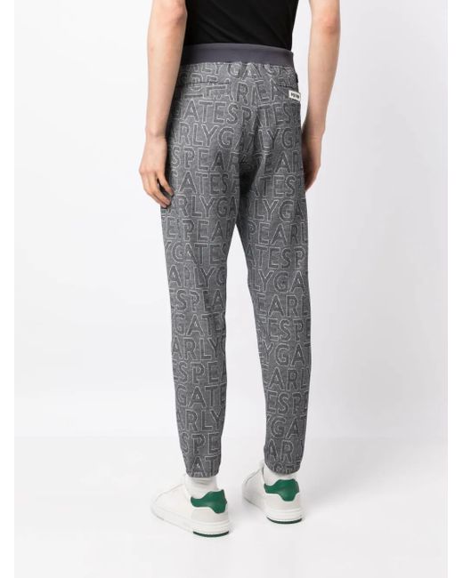 PEARLY GATES Gray Logo-Print Drawstring Track Pants for men