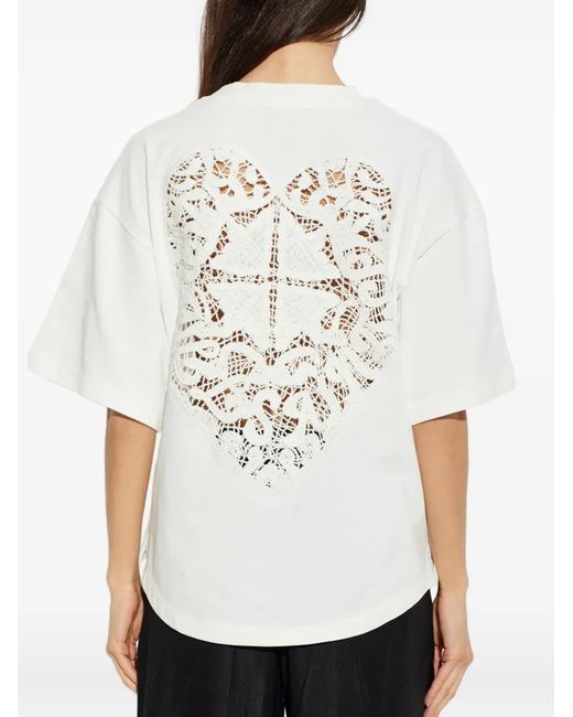 AllSaints White Crochet-Patch Heart T-Shirt