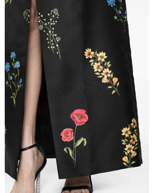 Sachin & Babi Black Marsden Floral-Print Gown