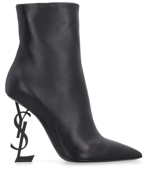 Saint Laurent Black Opyum Leather Ankle Boots