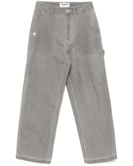 Chocoolate Gray Wide-Leg Work Jeans