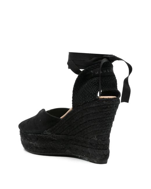 Manebí Black Suede Wedge Espadrilles