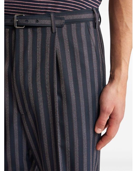 Pantalon ceinturé à rayures Etro pour homme en coloris Blue