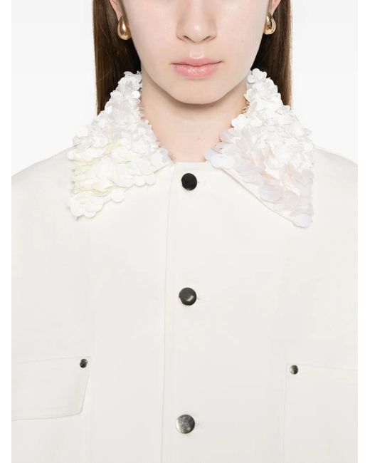 Plan C White Floral Collar Jacket