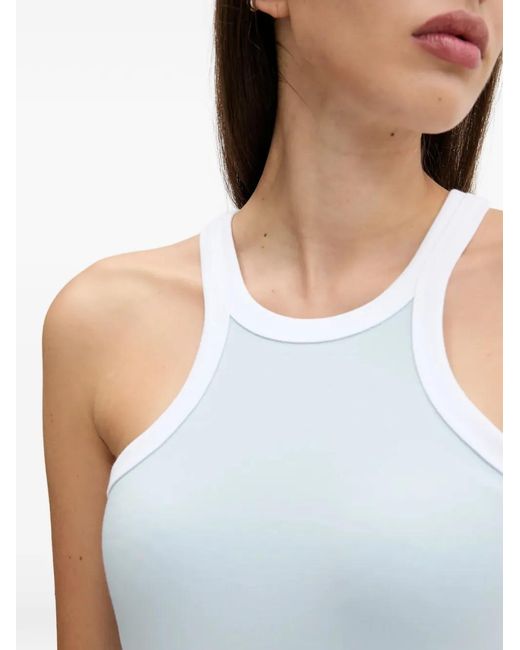 Karl Lagerfeld White Logo-Print Racer-Neck Dress