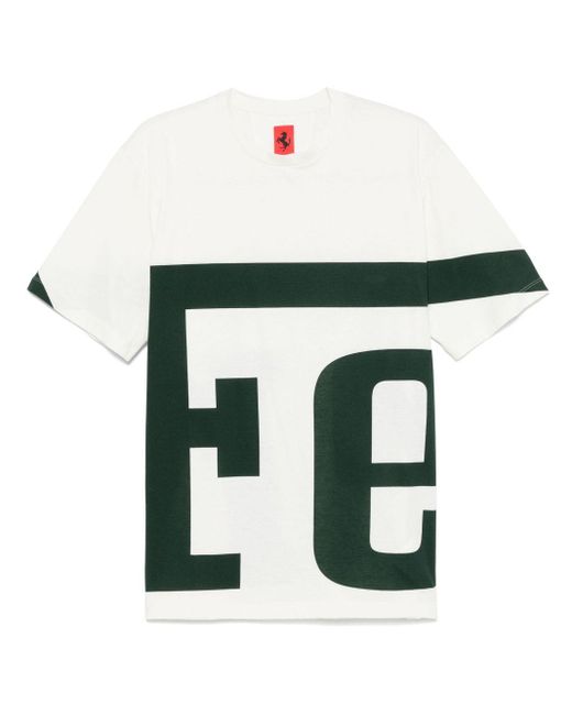 Ferrari White Logo-print T-shirt for men