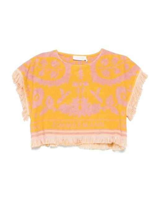 Zimmermann Orange Wylie Patterned Terry Top