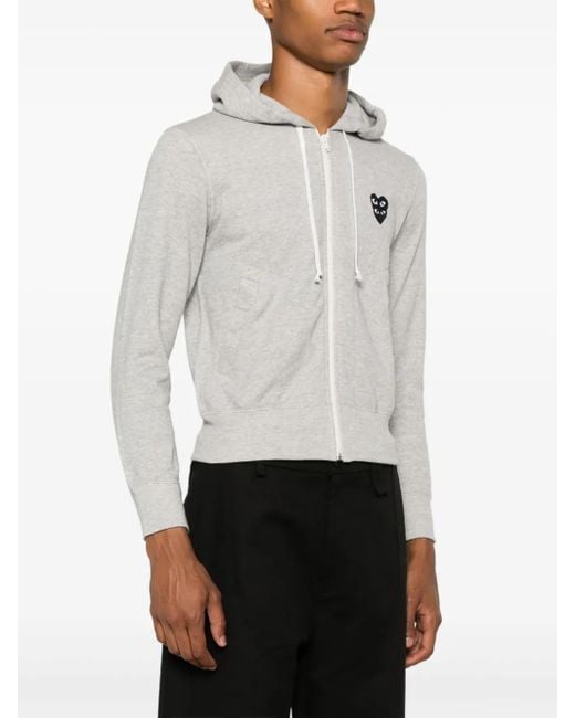 COMME DES GARÇONS PLAY White Mélange-Effect Cotton Hoodie