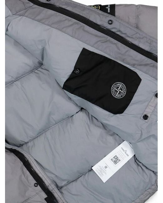Stone Island Gray Garment Dyed Crinkle Reps Ny Down Jacket With Wind Resistance for men