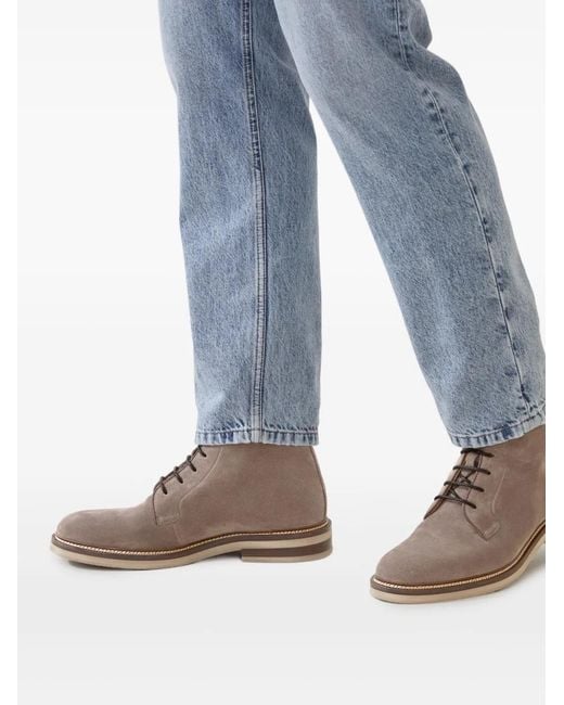 Brunello Cucinelli Brown Suede Ankle Boots for men