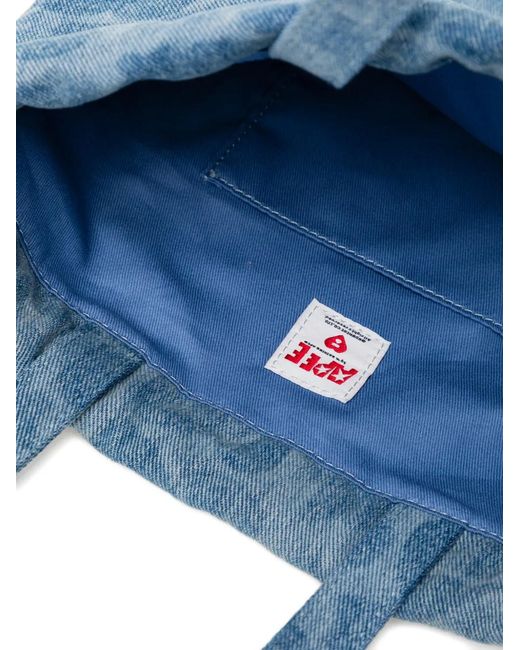 AAPE BY A BATHING AP Blue Chain Logo Print Tote Bag