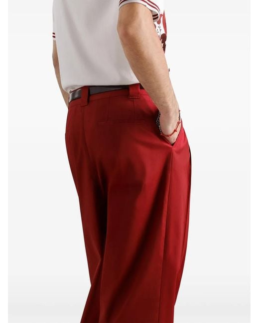 Dolce & Gabbana Red Stretch Cotton Gabardine Trousers for men