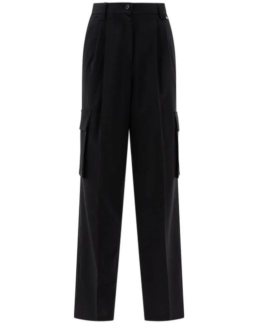 Herno Black Wool Blend Cargo Trousers
