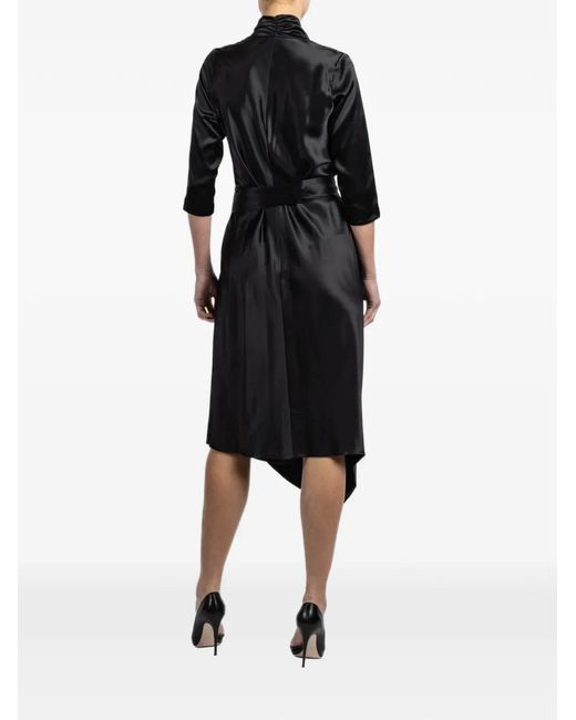Peter Cohen Black Tie-Waist Wrap Dress