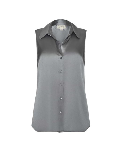 L'Agence Gray Collared Sleeveless Blouse