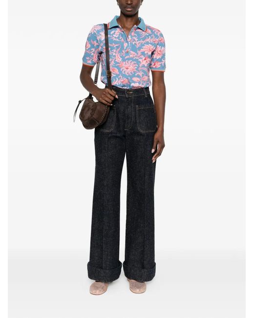 Etro Blue Cotton Elastane Shirt Jacket