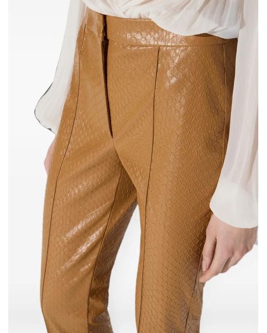 Elisabetta Franchi Natural Fish-Scale-Pattern Boot-Cut Trousers