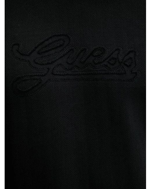 Guess Black Embroidered-Logo Sweatshirt for men