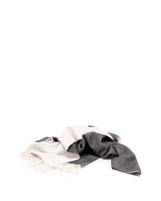 Twinset Black Logo-Intarsia Fringed Scarf