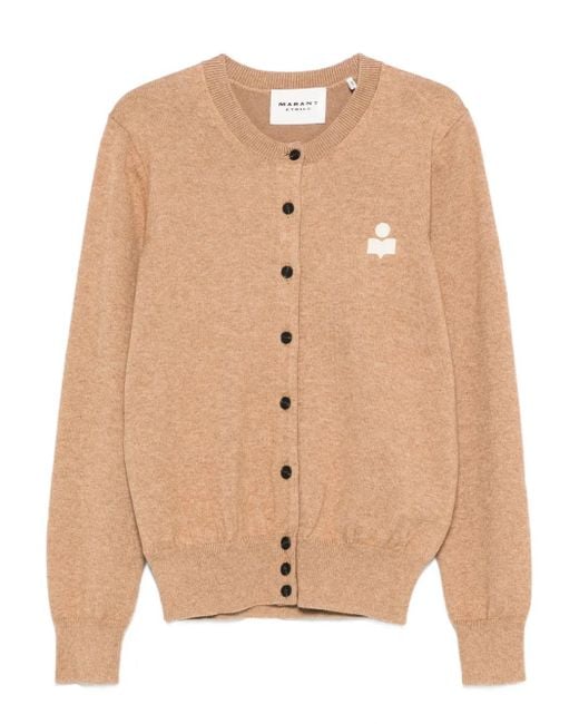 Isabel Marant Embroidered-logo Cardigan Natural