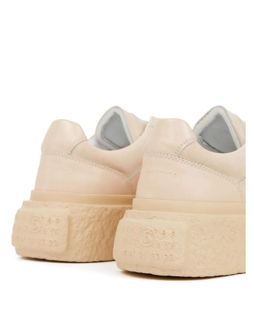 MM6 by Maison Margiela Natural Numbers-Motif Leather Sneakers