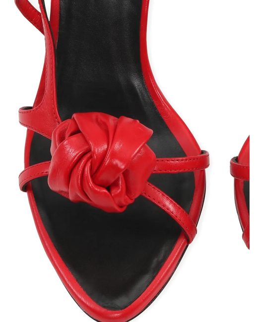 ROTATE BIRGER CHRISTENSEN Red Knot-Detail Leather Sandals