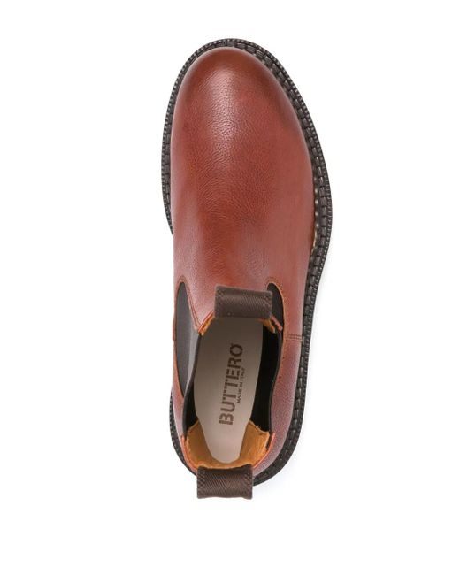 Buttero Brown Leather Ankle Boots for men
