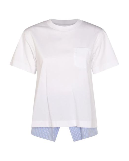 T-Shirt À Détails De Rayures Sacai en coloris White