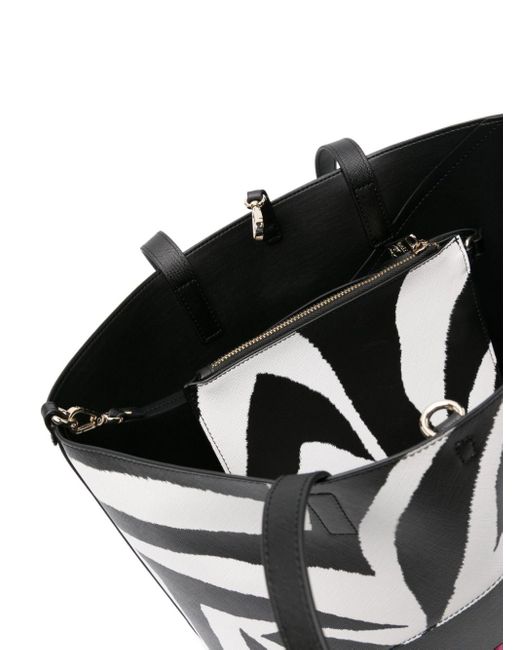 Just Cavalli Black Zebra-print Panelled Tote Bag
