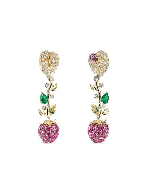 Anabela Chan White 18K Ruby Strawberry Earrings