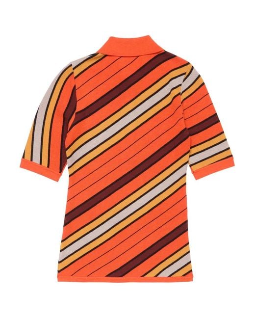 Acne Orange Polo À Rayures