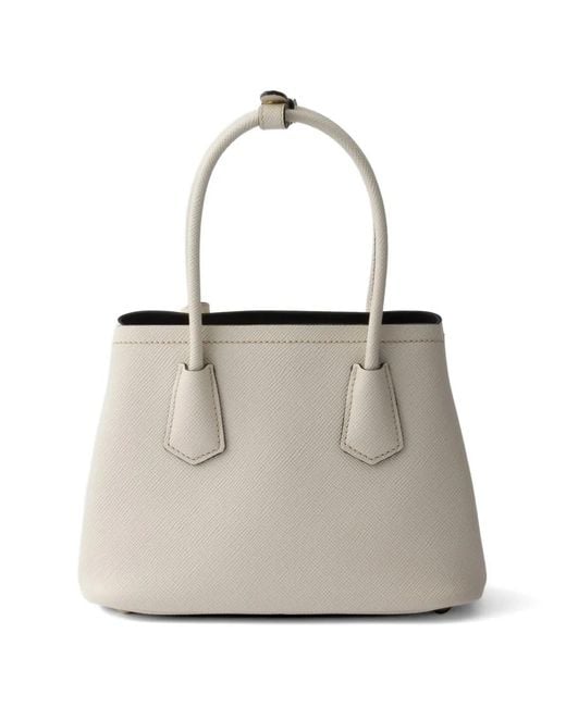 Prada White Double Saffiano Leather Mini-Bag