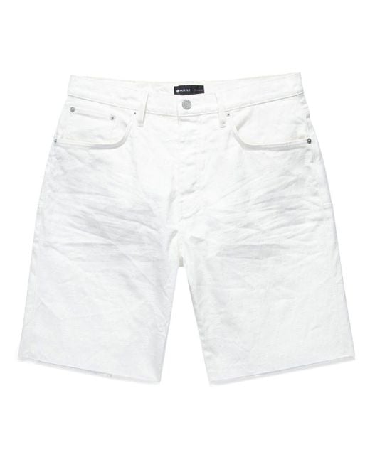 Purple Brand White Distressed Denim Shorts for men