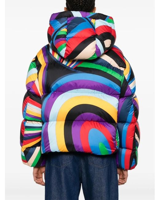 Emilio Pucci Blue Printed Nylon Down Jacket