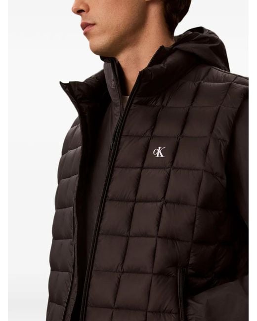 Calvin Klein Black Grid-Quilted Logo Gilet for men