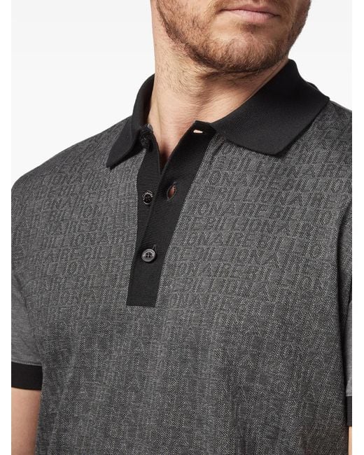 Billionaire Black Logo-Jacquard Short-Sleeve Polo Shirt for men