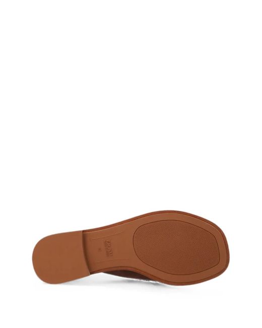 Frau Brown Double-Buckle Suede Sliders
