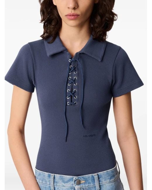 Axel Arigato Blue Lace-Up Ribbed Bodysuit