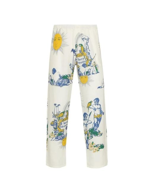 Amir Slama Blue Printed Straigth Trousers for men