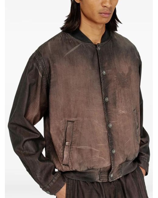 DIESEL Brown Embroidered Phoenix Bomber Jacket for men