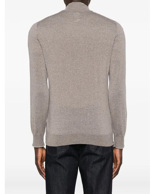 Canali Gray Zip High-Neck Knitwear for men