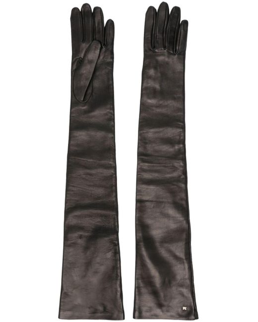 Max Mara Black Elbow-length Leather Gloves
